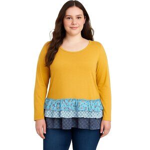 Matilda Jane Long Sleeve Ruffle Tunic Boho Cottagecore Top Womens Size M Yellow